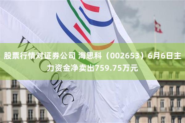 股票行情对证券公司 海思科（002653）6月6日主力资金净卖出759.75万元