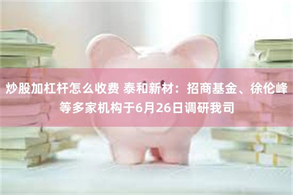 炒股加杠杆怎么收费 泰和新材：招商基金、徐伦峰等多家机构于6月26日调研我司