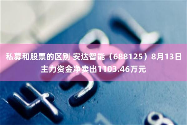 私募和股票的区别 安达智能（688125）8月13日主力资金净卖出1103.46万元