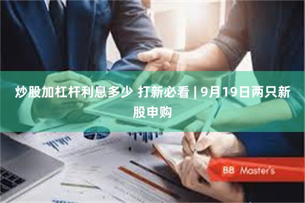 炒股加杠杆利息多少 打新必看 | 9月19日两只新股申购