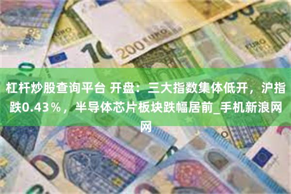 杠杆炒股查询平台 开盘：三大指数集体低开，沪指跌0.43％，半导体芯片板块跌幅居前_手机新浪网