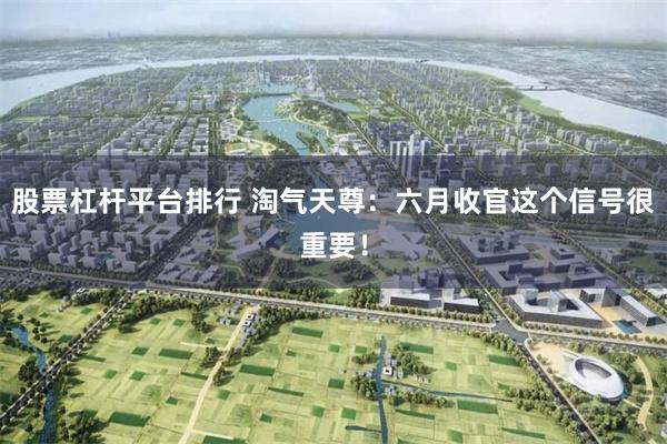 股票杠杆平台排行 淘气天尊：六月收官这个信号很重要！